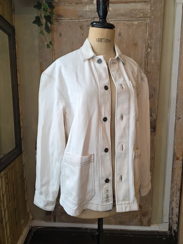 Vintage-Style 1950s White Denim Chore Jacket – NEXT
