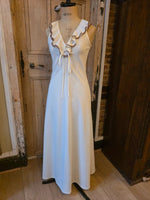 Load image into Gallery viewer, Vintage 1970s Cream Ruffle Maxi Dress UK8
