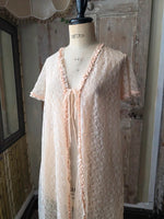 Load image into Gallery viewer, Vintage 1960s Sheer Negligee Blush Lace Peignoir

