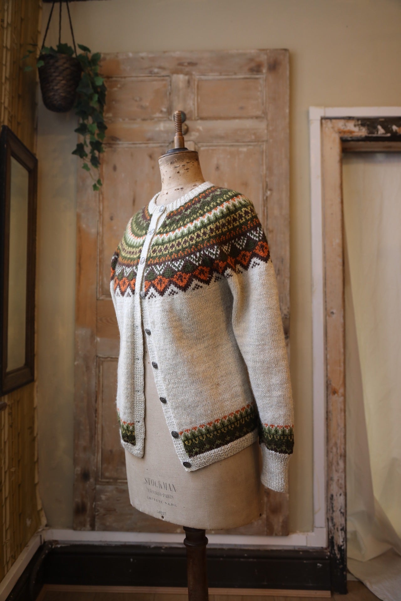 Vintage 1970s fairisle cardigan  - button down -  wool