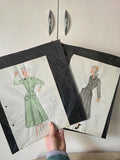 Pair of Original 1940s French Fashion Sketches (x2)
