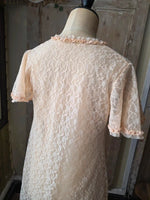 Load image into Gallery viewer, Vintage 1960s Sheer Negligee Blush Lace Peignoir
