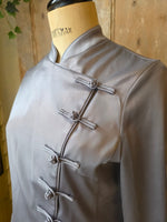 Load image into Gallery viewer, Vintage 90s Silver Oriental Style Satin Jacket by Y2K Collection – UK 10/12
