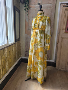 Vintage 1970s California The Look of Love Sunflower Maxi Dress – UK 14/16