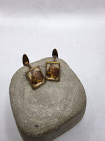 Load image into Gallery viewer, Vintage 1940s horse equestrian lucite gold tone cufflinks
