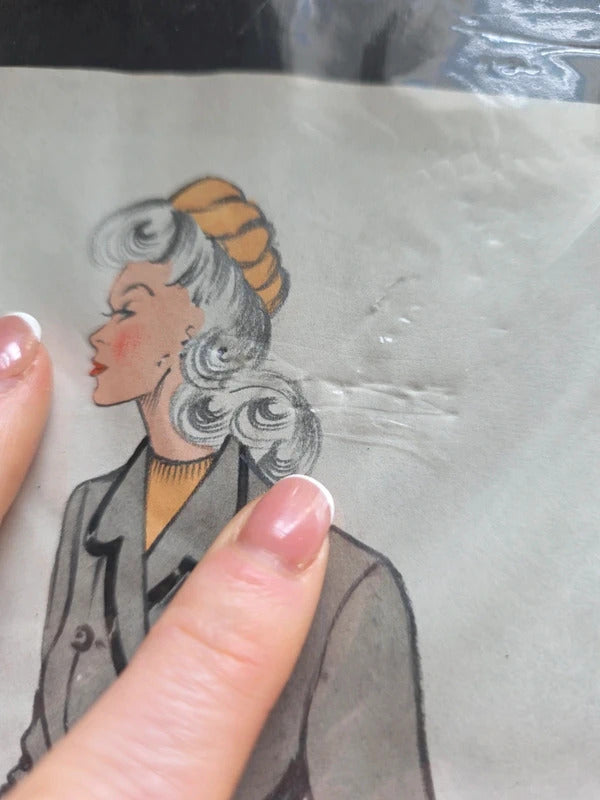 Pair of Original 1940s French Fashion Sketches (x2)
