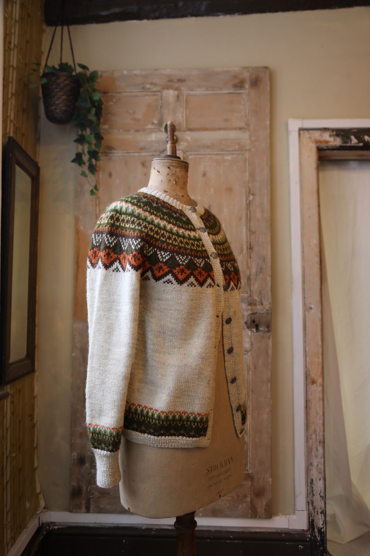Vintage 1970s fairisle cardigan  - button down -  wool