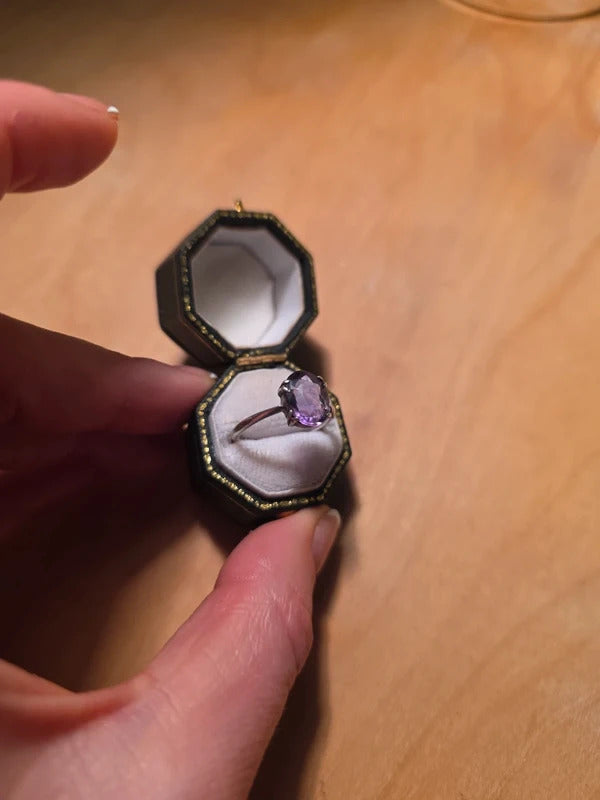 Vintage 1940s Sterling Silver Amethyst Ring – Oval Cut