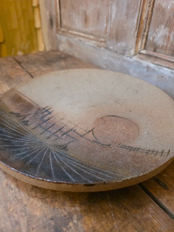 Vintage Studio Pottery by Paul Goddard | Large Hand Thrown Stoneware Wall Plate | 1989
