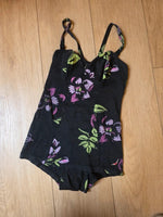 Load image into Gallery viewer, Vintage 1940s/50s jantzen black floral swimsuit pin-up bombshell
