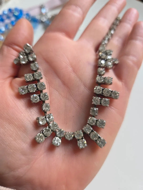 Vintage 1950s Rhinestone Fringe Necklace