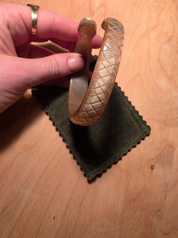 Vintage Art Deco Carved Snake Bangle Bracelet