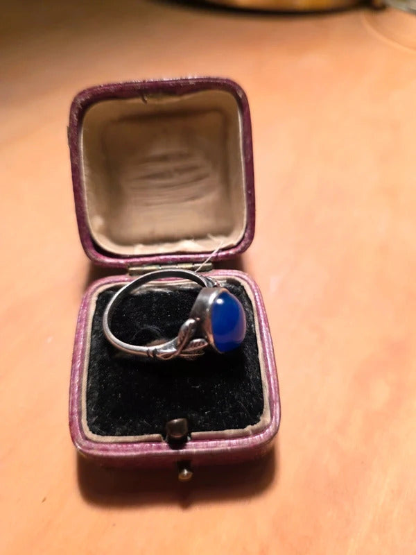 Vintage Sterling Silver Blue Chalcedony Ring – Size V