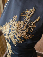 Load image into Gallery viewer, Vintage 1960s Black &amp; Gold Hand-Beaded Cheongsam Dress
