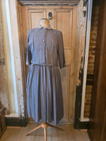 Load image into Gallery viewer, Vintage 1940s Clayburn Model London Dress – Drop Waist, Pleated Skirt, Button Front (UK 12–14)
