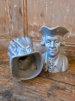 Load image into Gallery viewer, Vintage Ceramic Gentleman Bust Jugs Pair Blue
