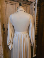 Load image into Gallery viewer, Vintage 1970s Cream Crochet Panel Maxi Dress with Belt UK10
