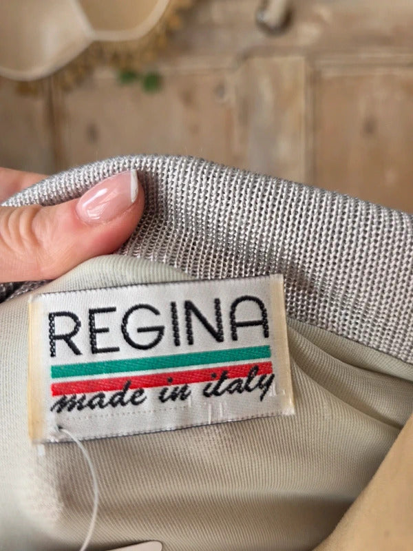 Vintage Y2K Regina Made in Italy Silver Knit Cardigan | Minimalist Button Front | Made in Italy uk8