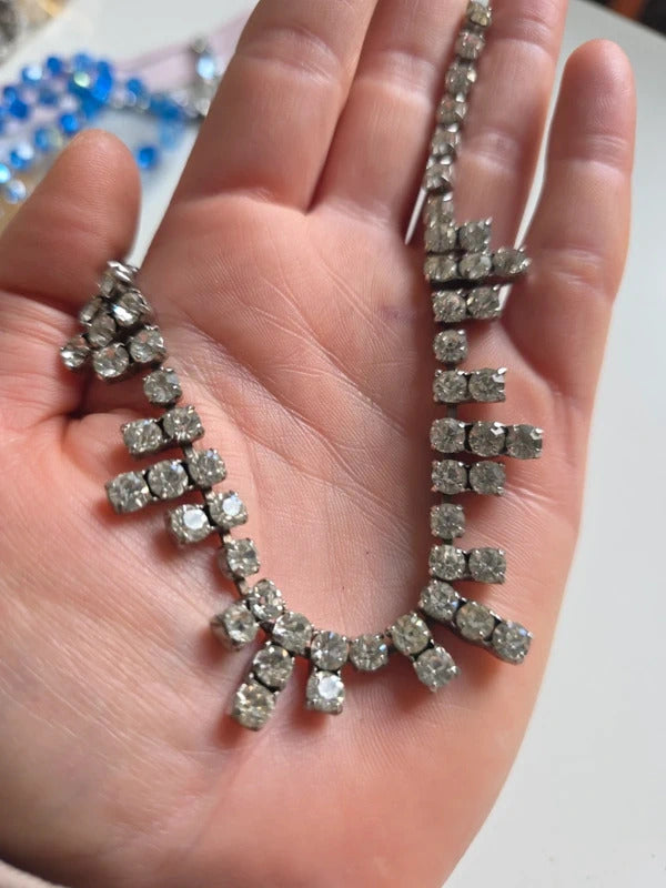 Vintage 1950s Rhinestone Fringe Necklace