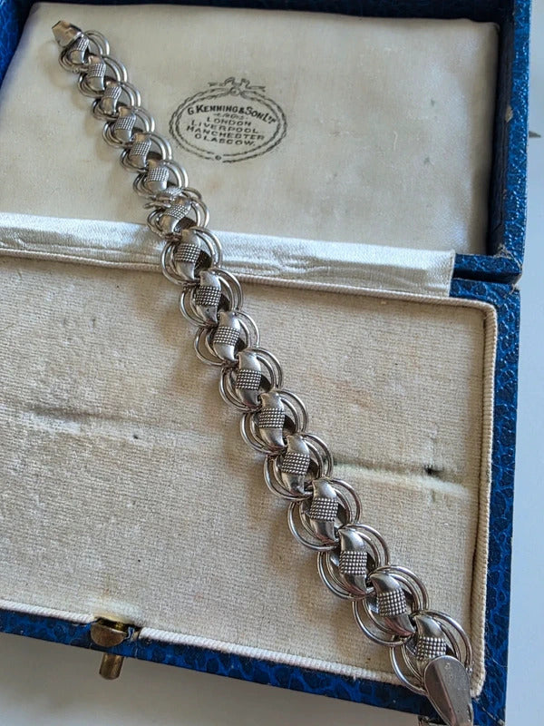 Vintage Sterling Silver danish? Textured Link Bracelet