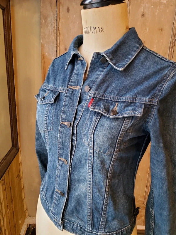 Vintage McLady Denim Jacket Japanese Denim Fitted Trucker UK 10