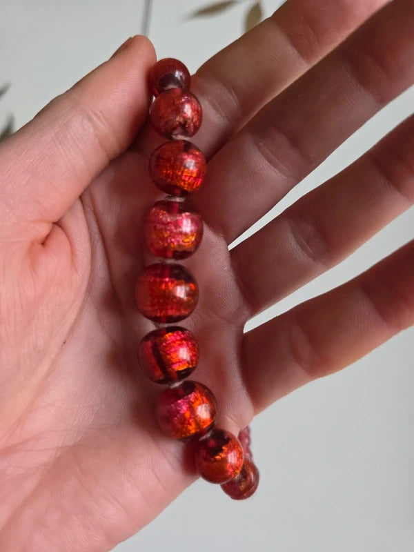 Vintage 1930s Czech Foil Back Handblown Glass Necklace – Graduated pink Beads