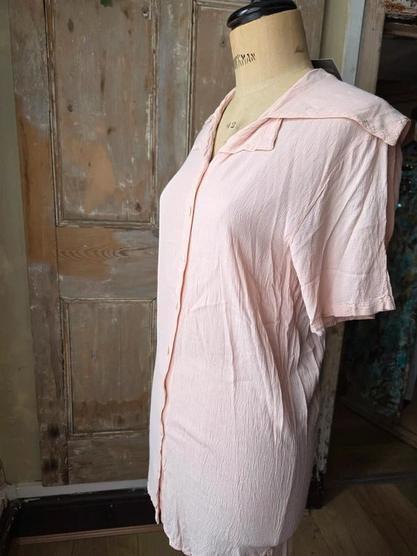 Vintage Ghost Pastel Pink Sailor Collar Blouse