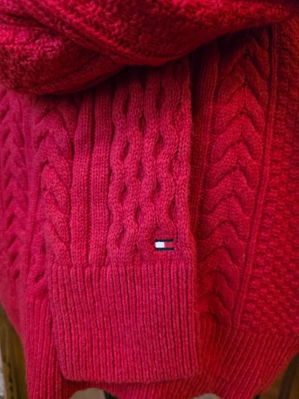 Vintage Y2K Wool Tommy Hilfiger Red knitted jumper