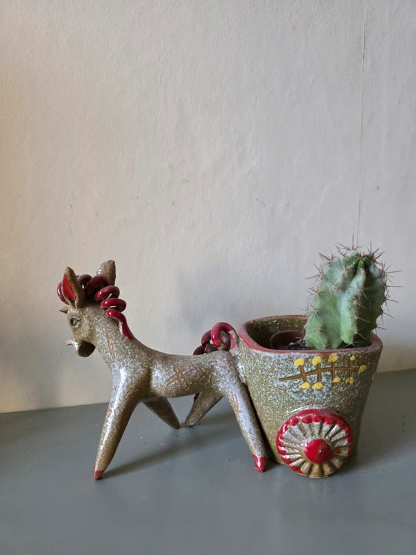 Vintage Italian Studio Pottery Donkey Planter / Plant Pot