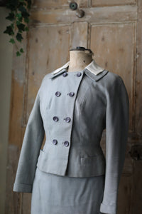 Vintage late 1940s Rensoir original two piece wool ladies suit. Dogtooth