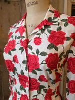 Load image into Gallery viewer, Vintage 1980s/90s Joliet Red Rose Print Blouse approx UK 12
