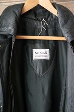 Load image into Gallery viewer, Vintage 1980s Salman Leather coat - Fox fur trim - Forest green
