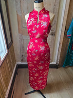 Load image into Gallery viewer, Vintage Y2K Principles Red Satin Brocade Cheongsam Maxi Dress UK8/10
