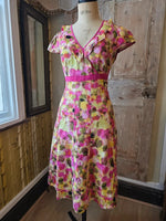 Load image into Gallery viewer, Vintage Y2K M&amp;S Pink &amp; Yellow Floral Linen Dress UK 12
