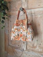 Load image into Gallery viewer, Upcycled Tapestry Carpet Bag Leather Handles Vintage Style Handbag

