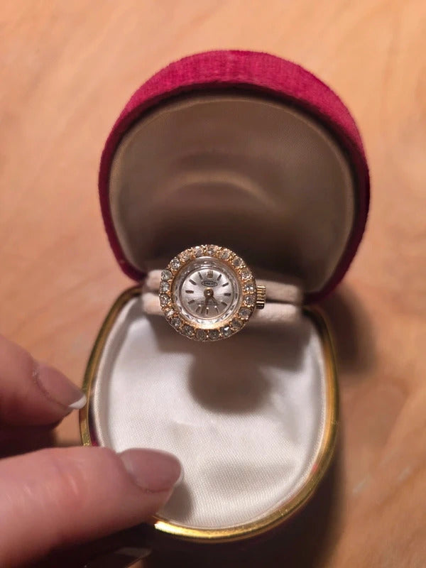 Vintage Onkyo Mechanical swiss Watch Ring – 1950s/60s