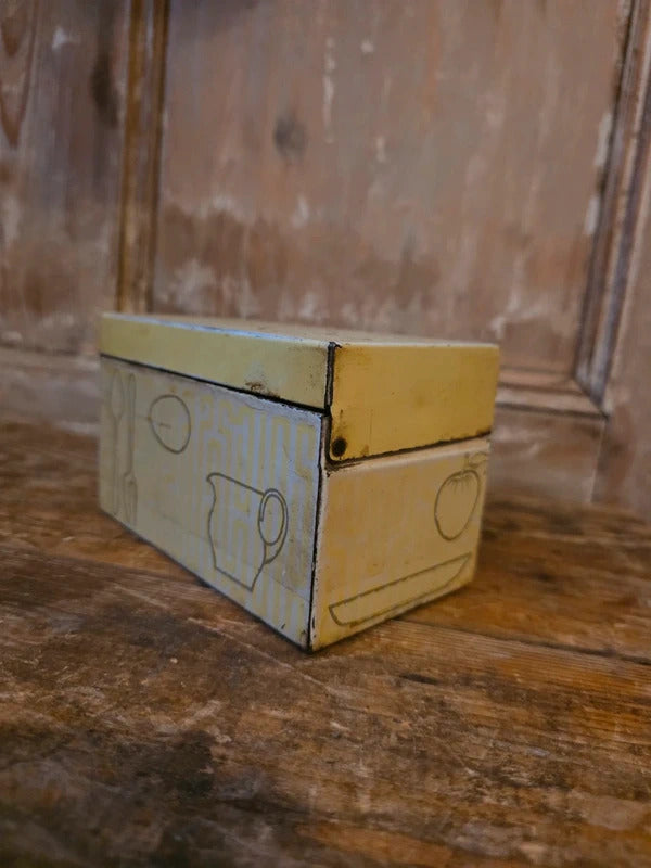 Vintage 1950s Novelty Metal Recipe Tin – Yellow