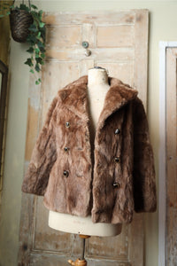 Vintage 1960s Musquash Fur Coat – Double Breasted – Driver's Length – Brown
