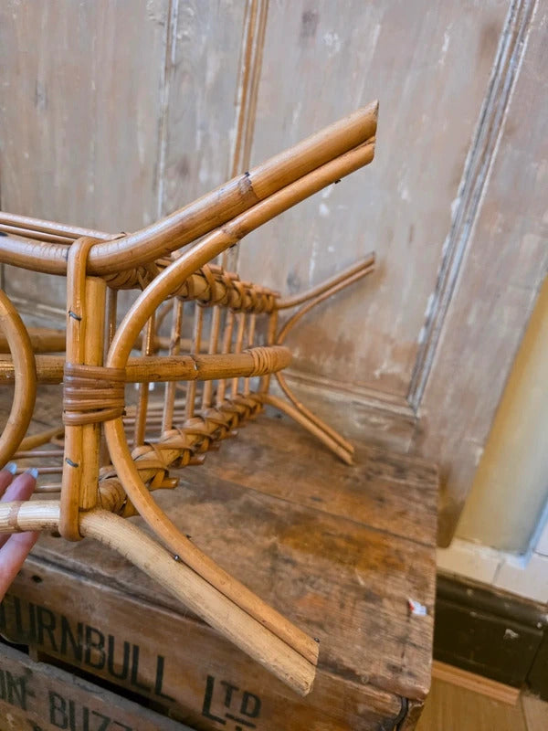 Vintage Boho bamboo Magazine Rack | Mid Century Bamboo Newspaper Holder |