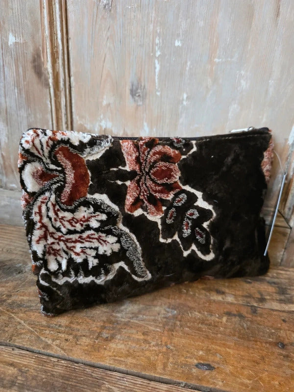 Handmade Moroccan Upcycled Fabric Makeup Bag – Velvet Pouch