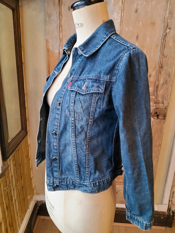 Vintage McLady Denim Jacket Japanese Denim Fitted Trucker UK 10