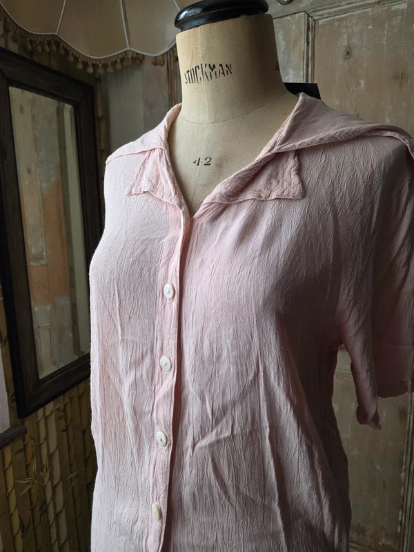 Vintage Ghost Pastel Pink Sailor Collar Blouse