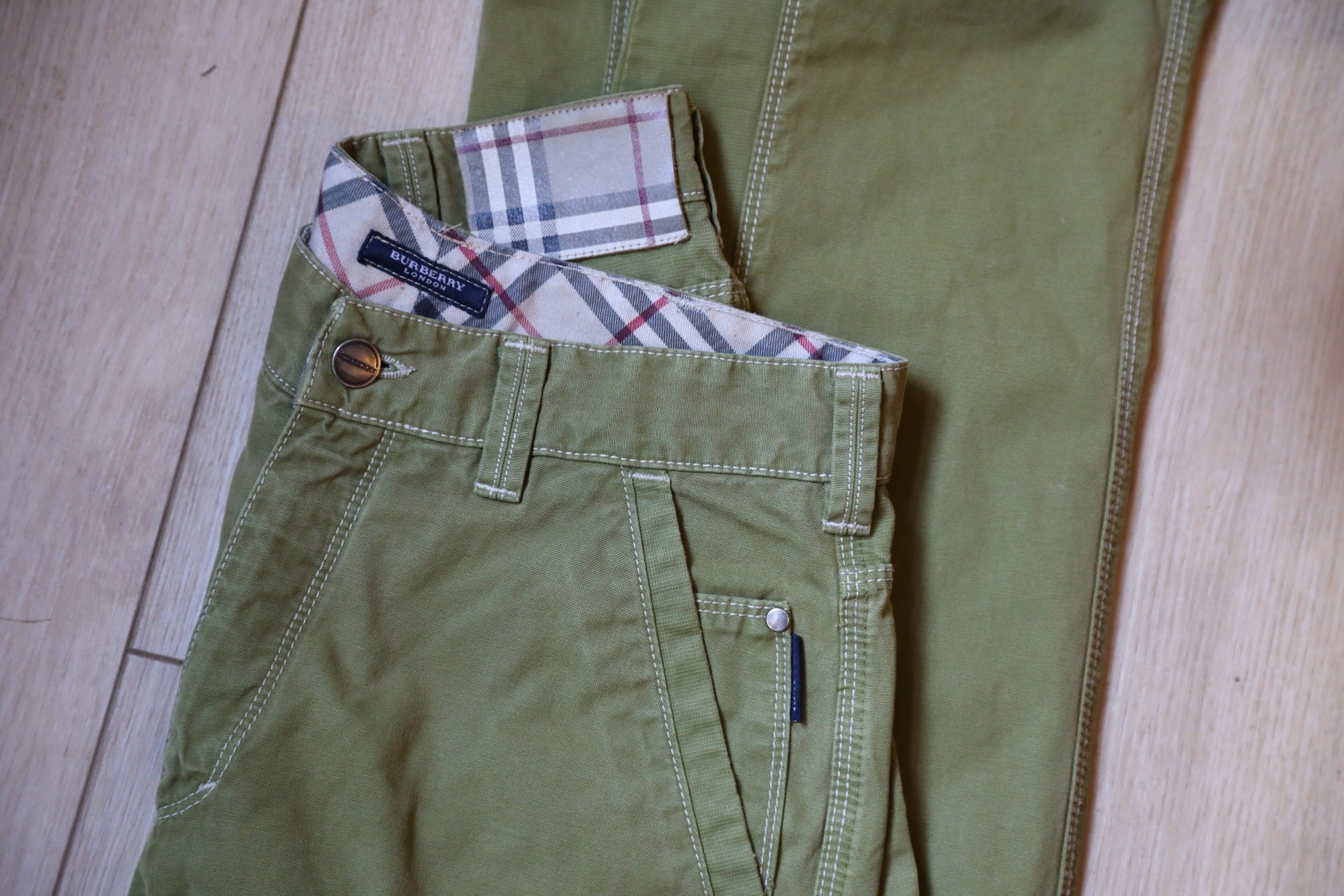 Vintage Y2K Green Burberry trousers - cotton denim UK8