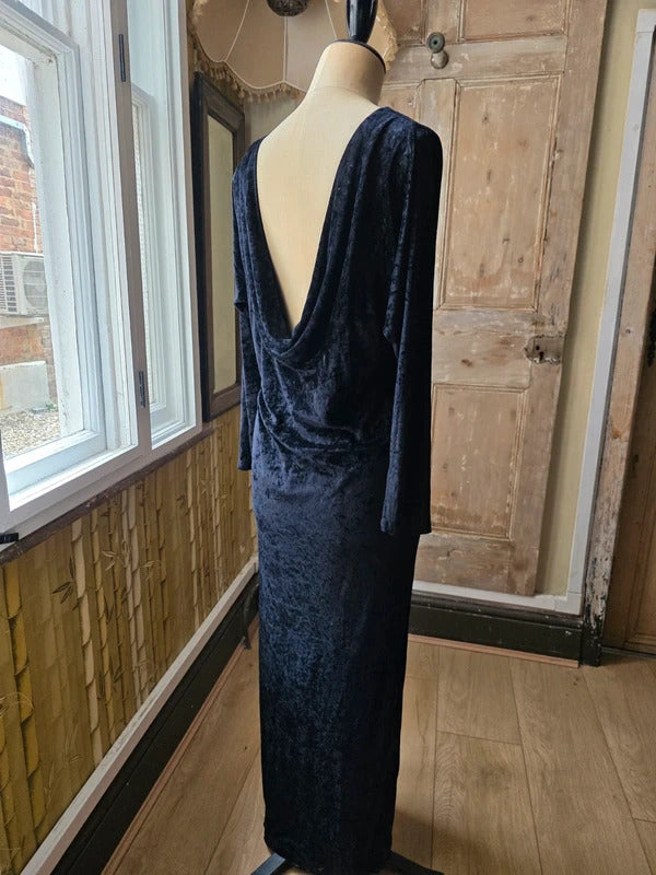 Antique Vintage 1930s Art Deco Black Backless Dress