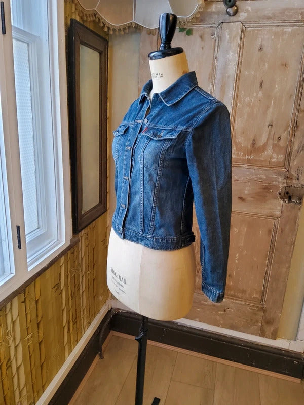 Vintage McLady Denim Jacket Japanese Denim Fitted Trucker UK 10