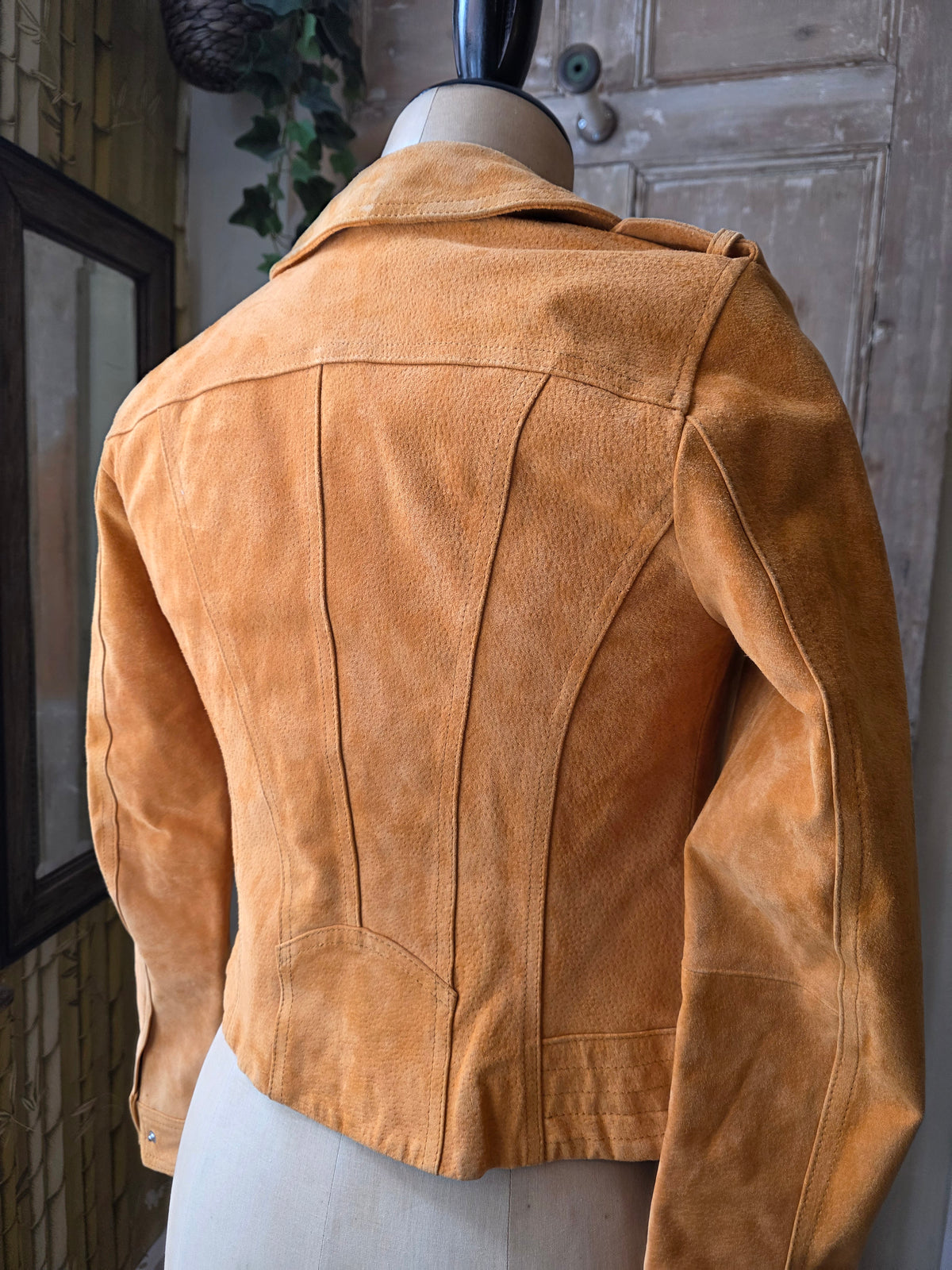 Vintage Y2K fitted orange leather jacket - bomber - uk6 Vero moda