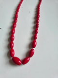 Vintage 1930s Cherry Red Graduated Glass Bead Necklace
