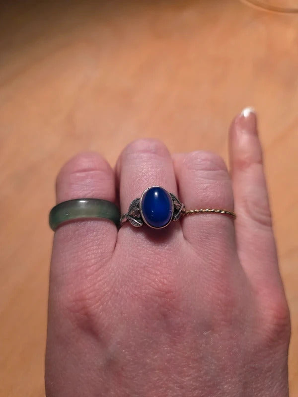 Vintage Sterling Silver Blue Chalcedony Ring – Size V