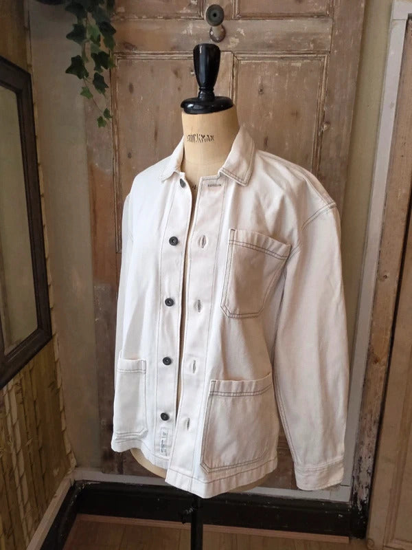 Vintage-Style 1950s White Denim Chore Jacket – NEXT