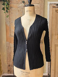 Vintage  y2k Belldini Black Ribbed Zip-Up Knit Cardigan Sweater Cable-Detail Sleeve